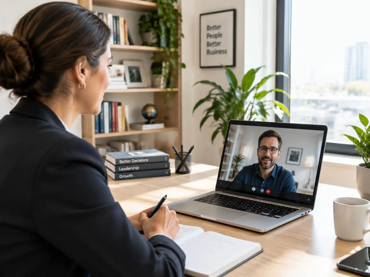 Consultant on a video call with a client